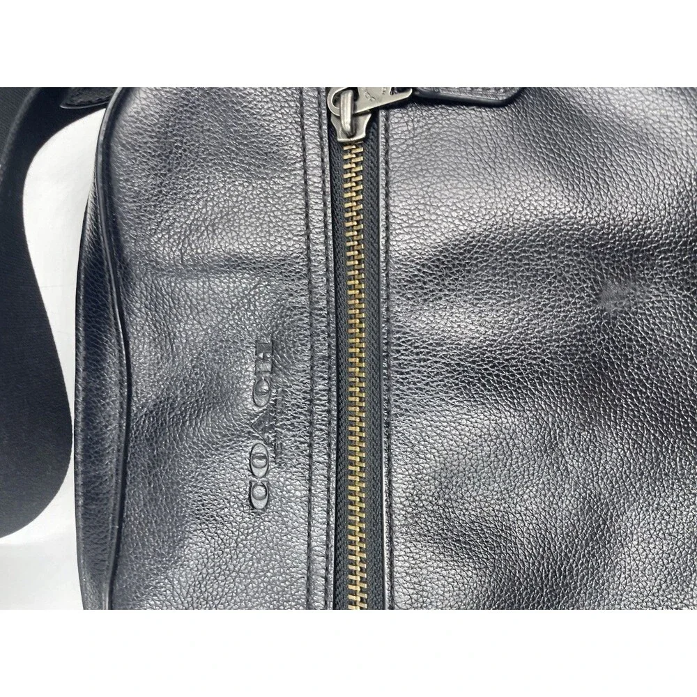 Coach Houston Flight Bag Black Smooth Leather Crossbody Messenger F68014 EUC!